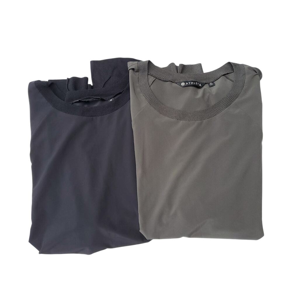 Athleta Zephyr Tee Lot of 2 Black Gray Wicking Breathable Quick Dry Plus Size 1X